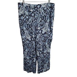 Ann Taylor Size 16 Pants Wide Leg Flowing Rayon Side Zip Paisley Floral Hi Rise